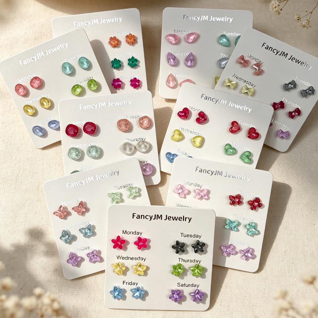 Candy Color Stud Earring Set
