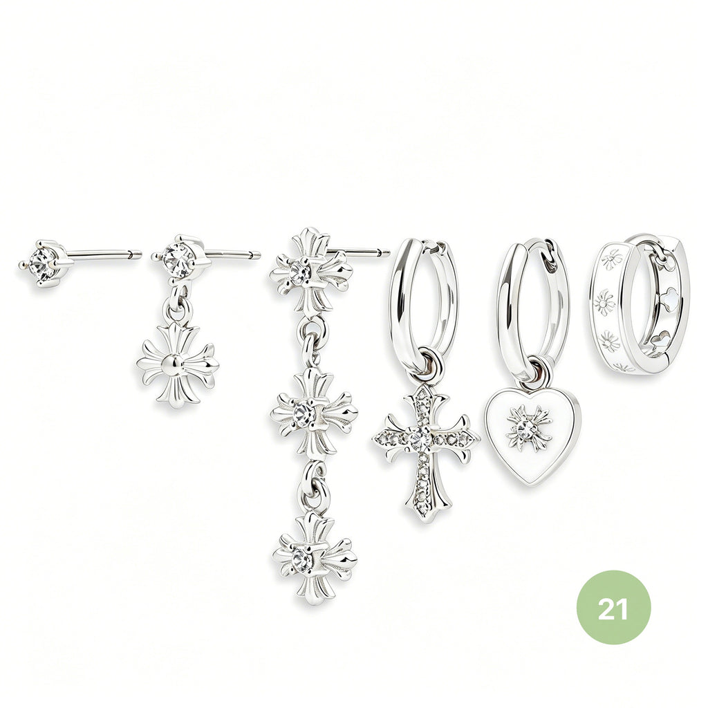 Moon and Star Hoop Earring Set