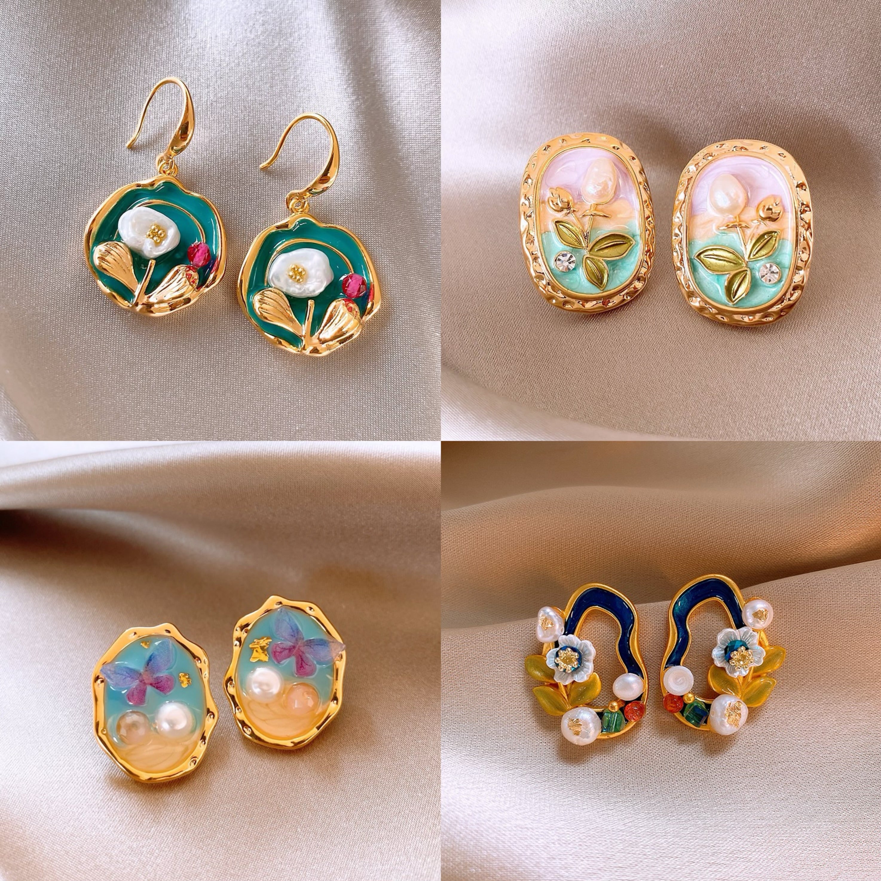 Vintage Oil Painting Style Earrings