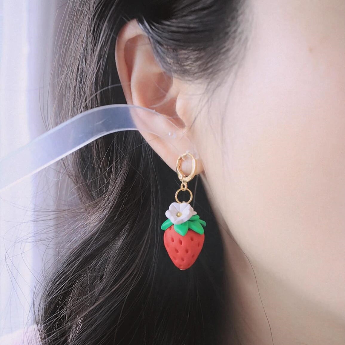 Handmade Clay Earrings - Strawberry