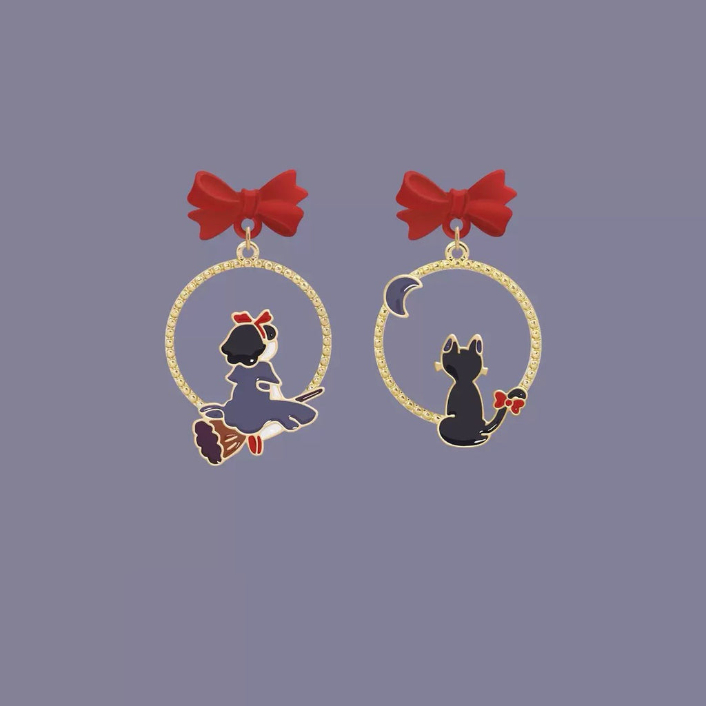 The Witch and Black Cat Earrings