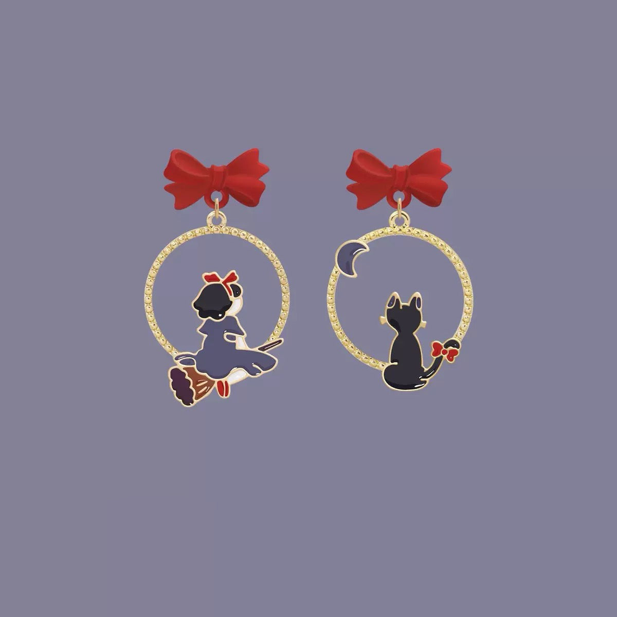 The Witch and Black Cat Earrings