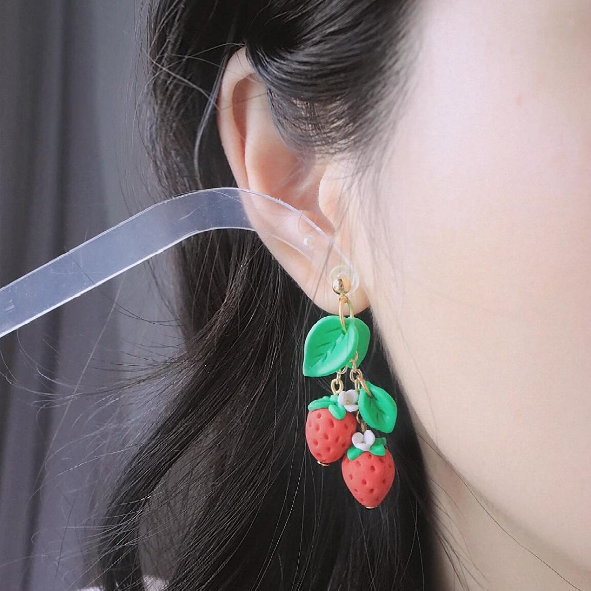 Handmade Clay Earrings - Strawberry