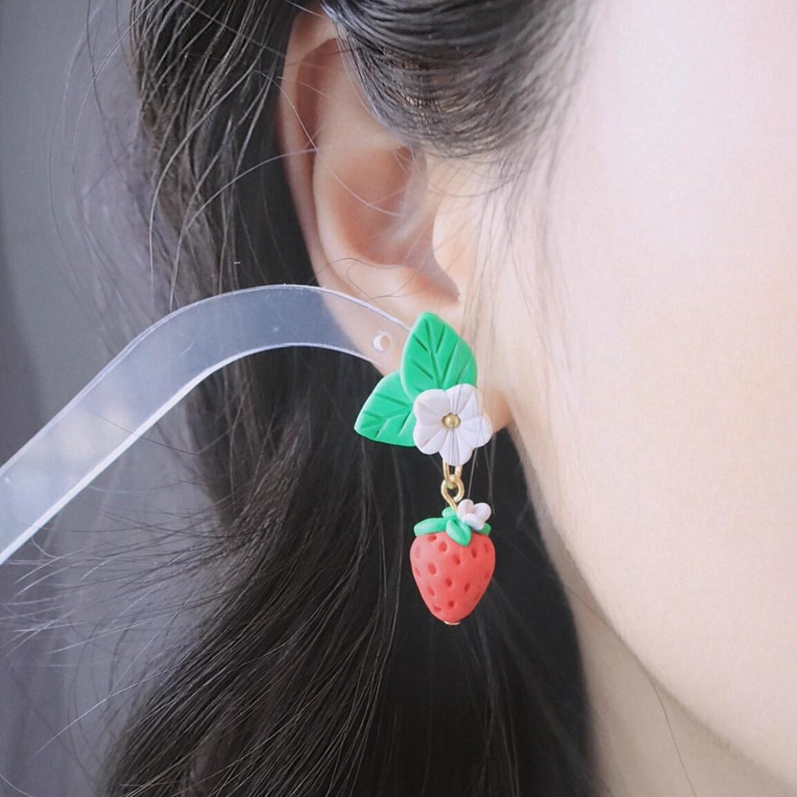 Handmade Clay Earrings - Strawberry