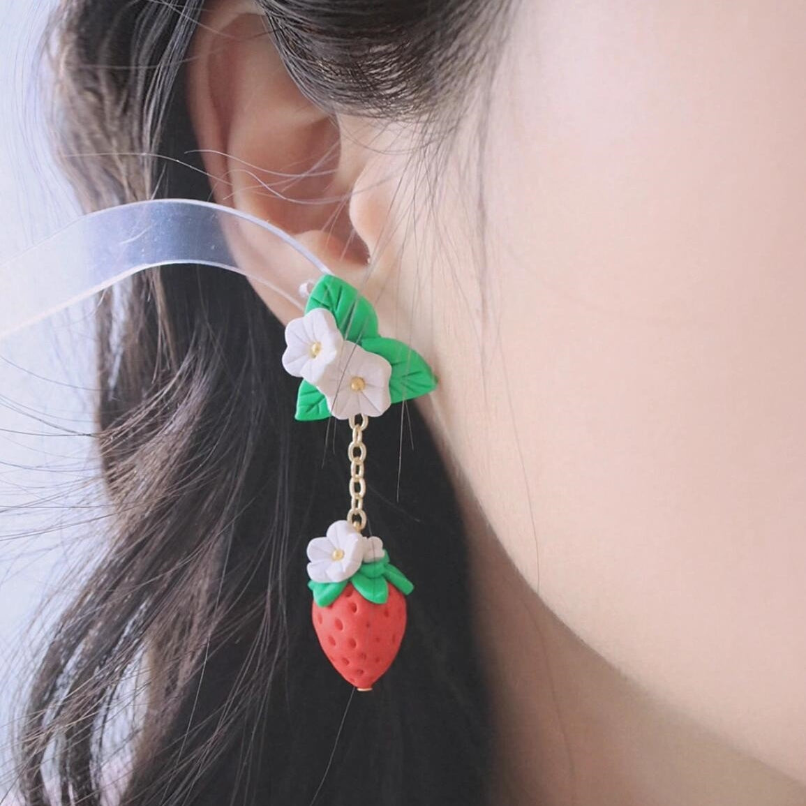 Handmade Clay Earrings - Strawberry