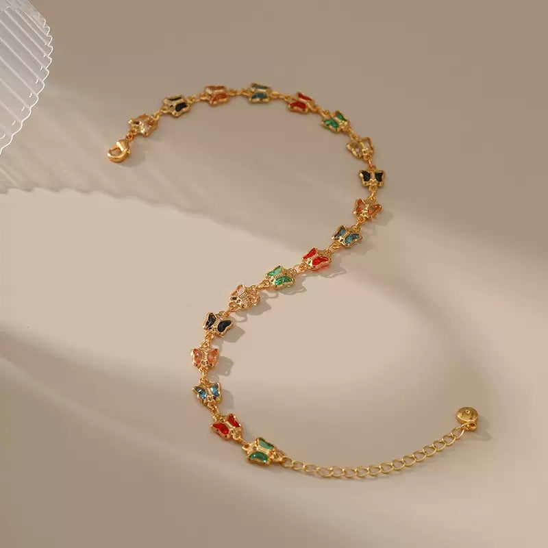 Dainty Rainbow Butterfly Anklet
