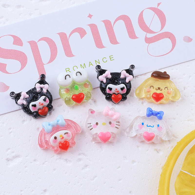 Sanrrio Holding Heart Resin Charms 10 pcs