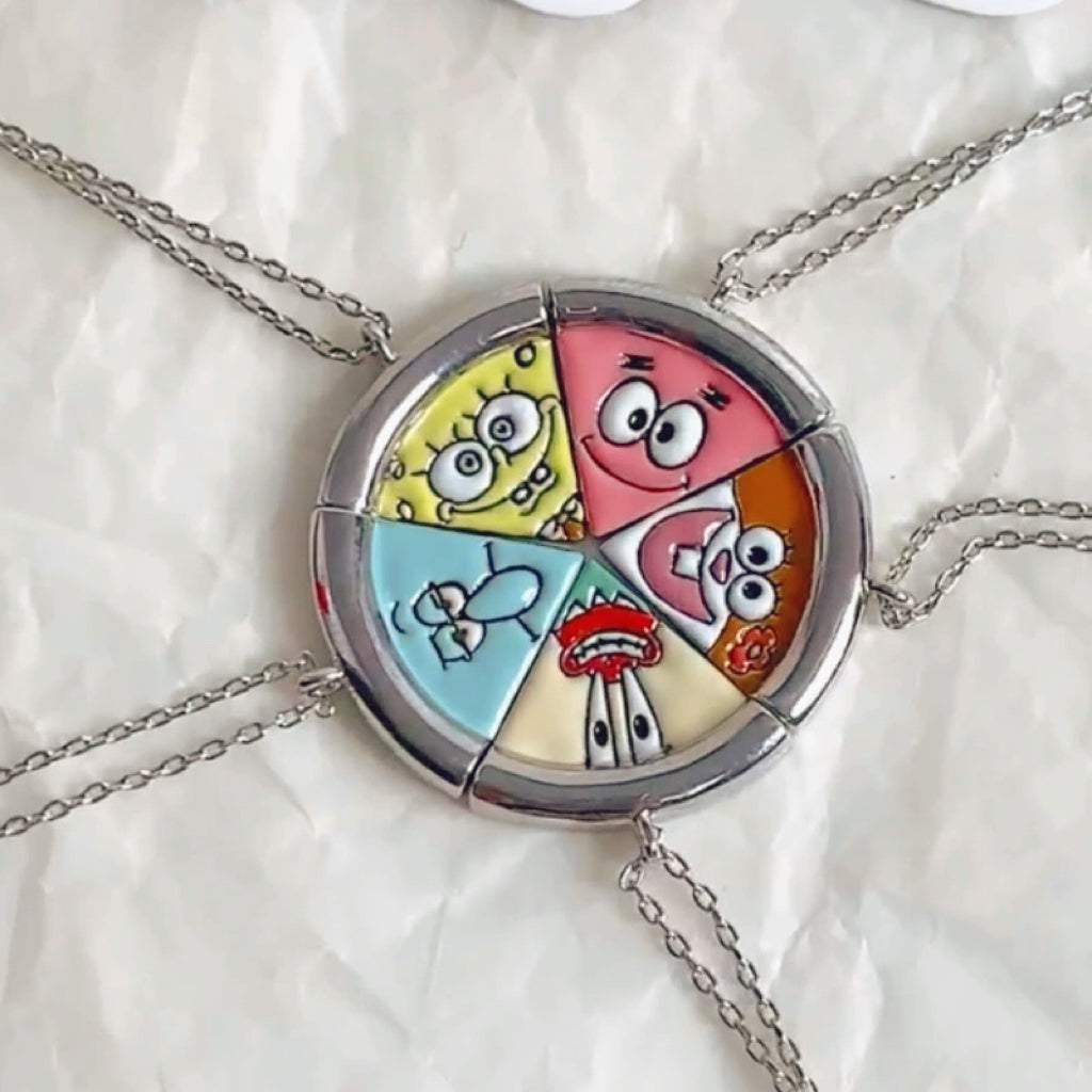 Cute Alloy Steel Magnet Pizza Necklace