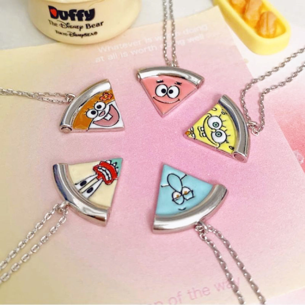 Cute Alloy Steel Magnet Pizza Necklace