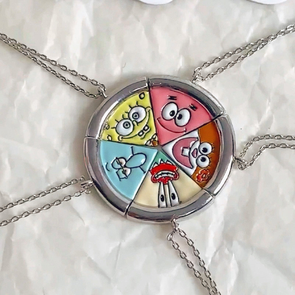 Cute Alloy Steel Magnet Pizza Necklace