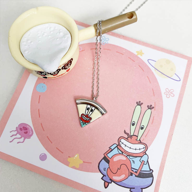 Cute Alloy Steel Magnet Pizza Necklace