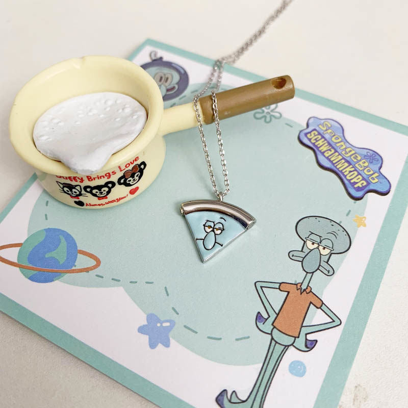 Cute Alloy Steel Magnet Pizza Necklace