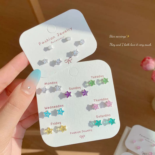Shiny Star and Heart Earring Set