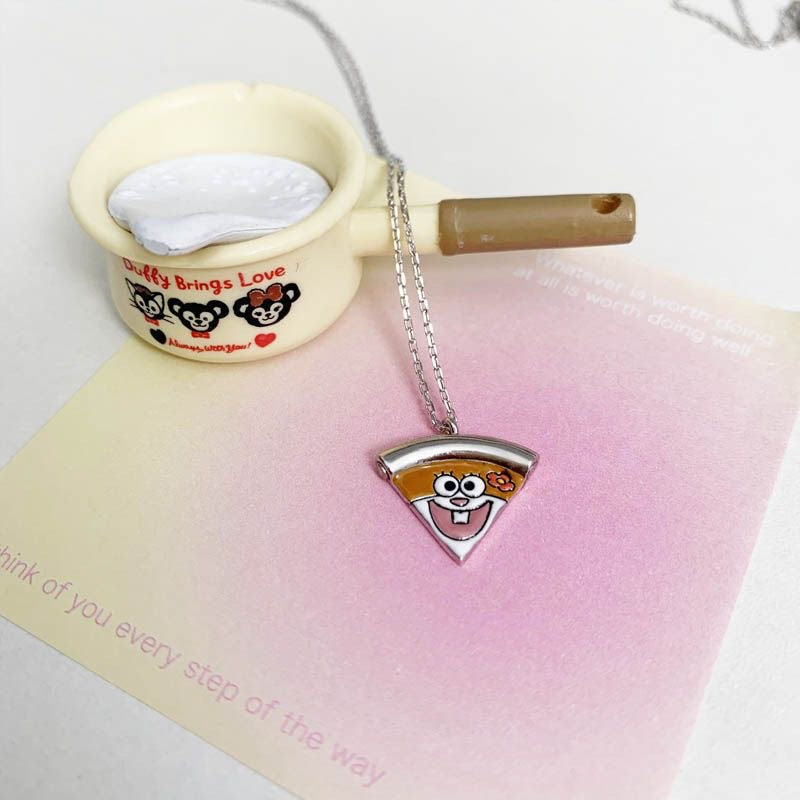 Cute Alloy Steel Magnet Pizza Necklace