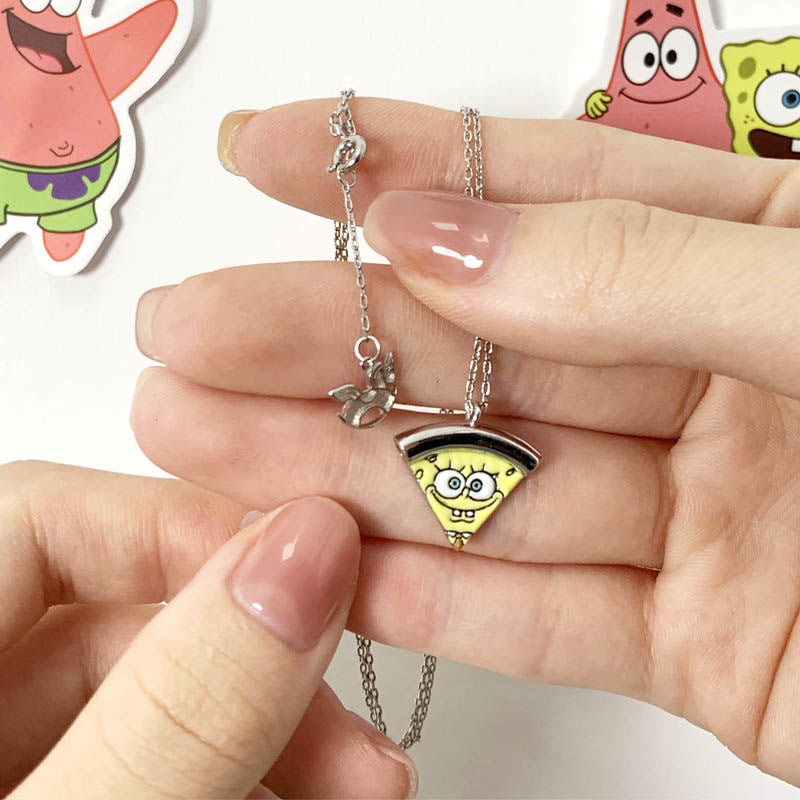 Cute Alloy Steel Magnet Pizza Necklace