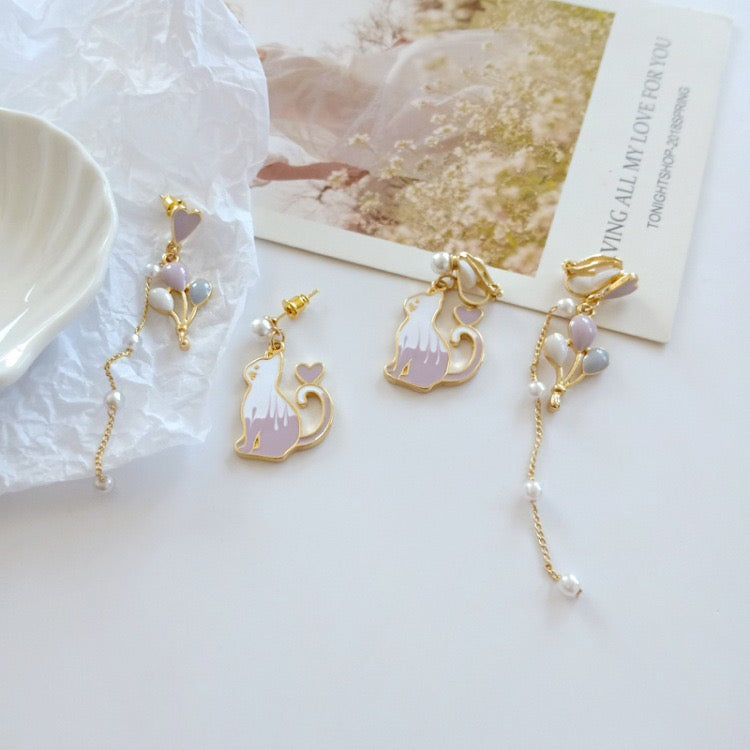 Cat and Air balloon Earrings