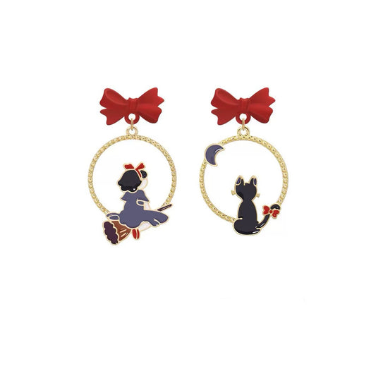 The Witch and Black Cat Earrings