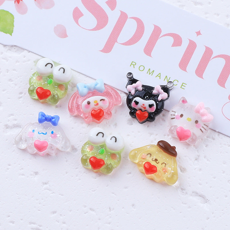 Sanrrio Holding Heart Resin Charms 10 pcs