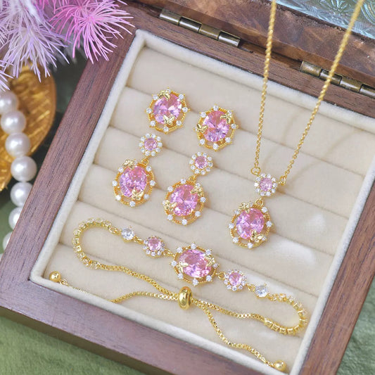 Luxe Openwork Fresh Pink Jewelry Set