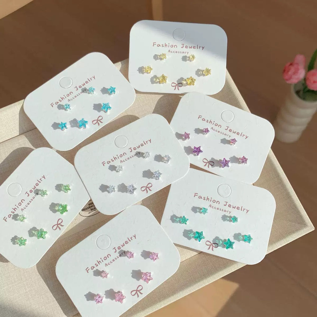 Shiny Star and Heart Earring Set