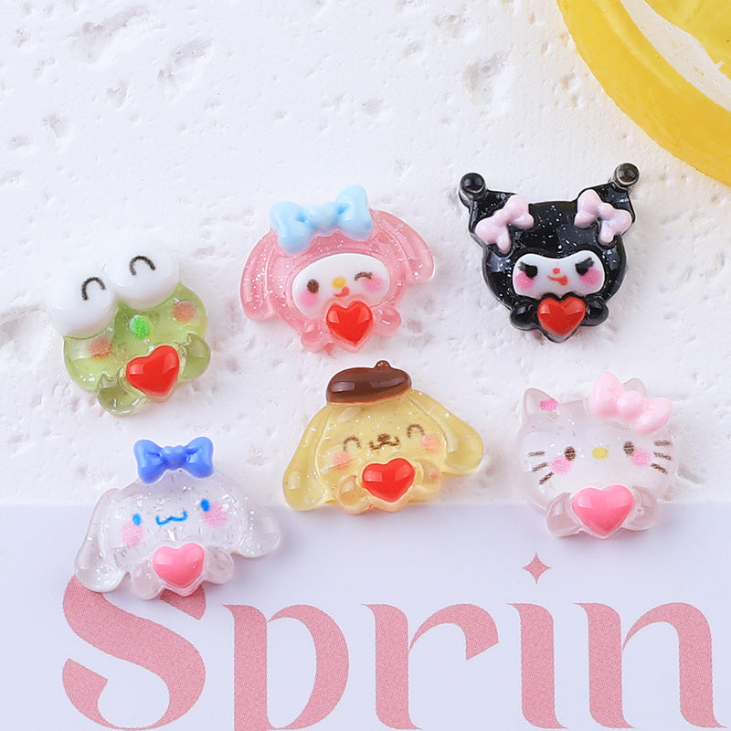 Sanrrio Holding Heart Resin Charms 10 pcs