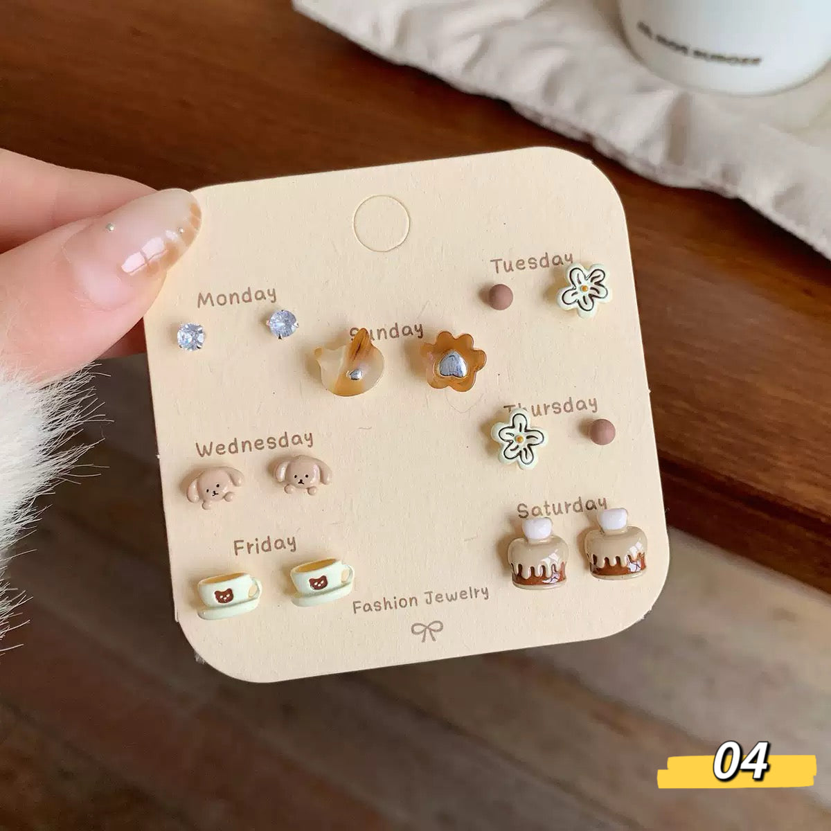 Autumn Brown Cute Series Earring Set