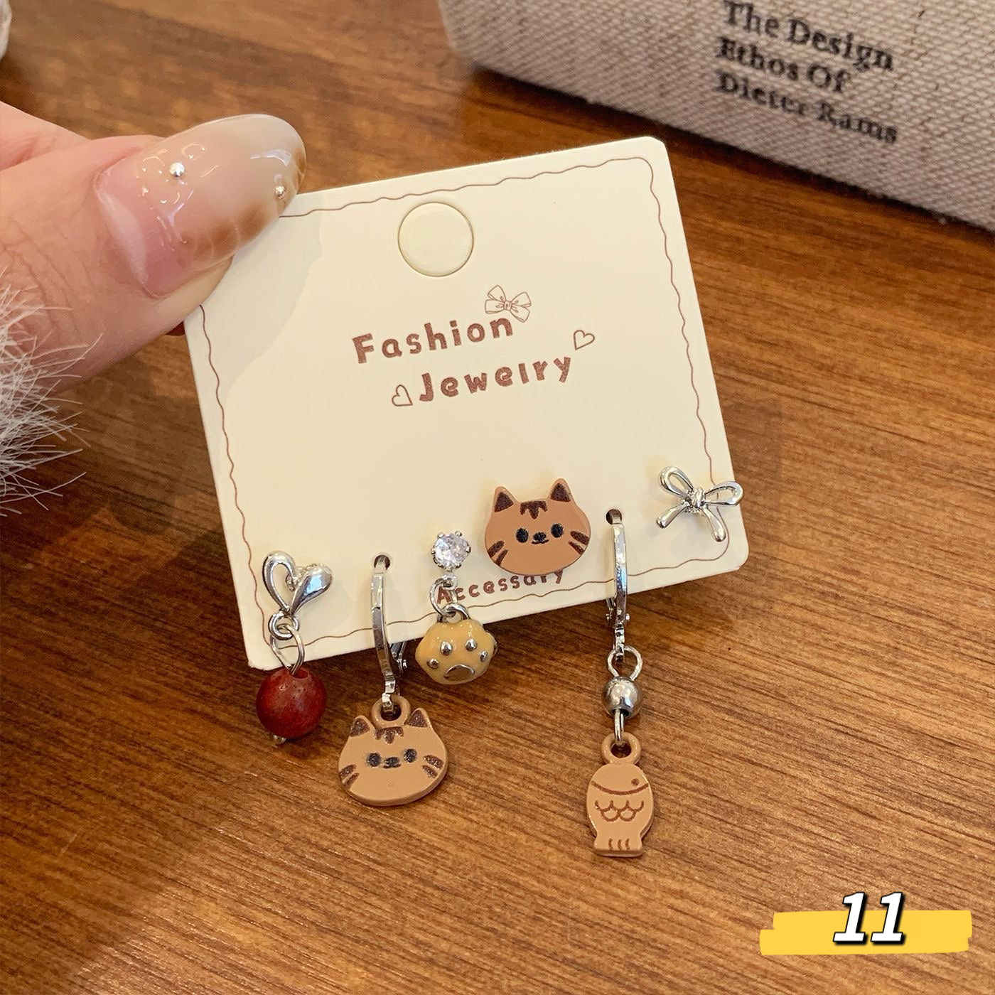 Autumn Brown Cute Series Earring Set