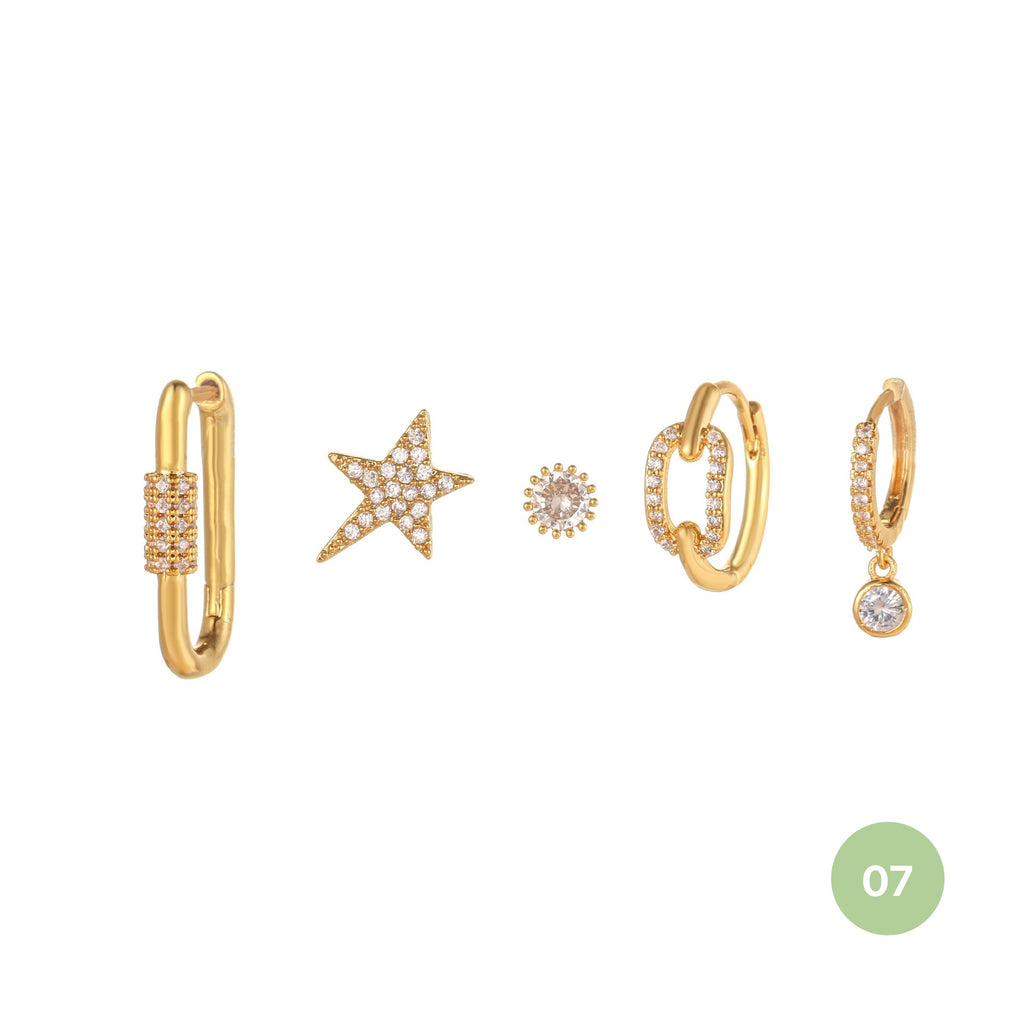 Moon and Star Hoop Earring Set