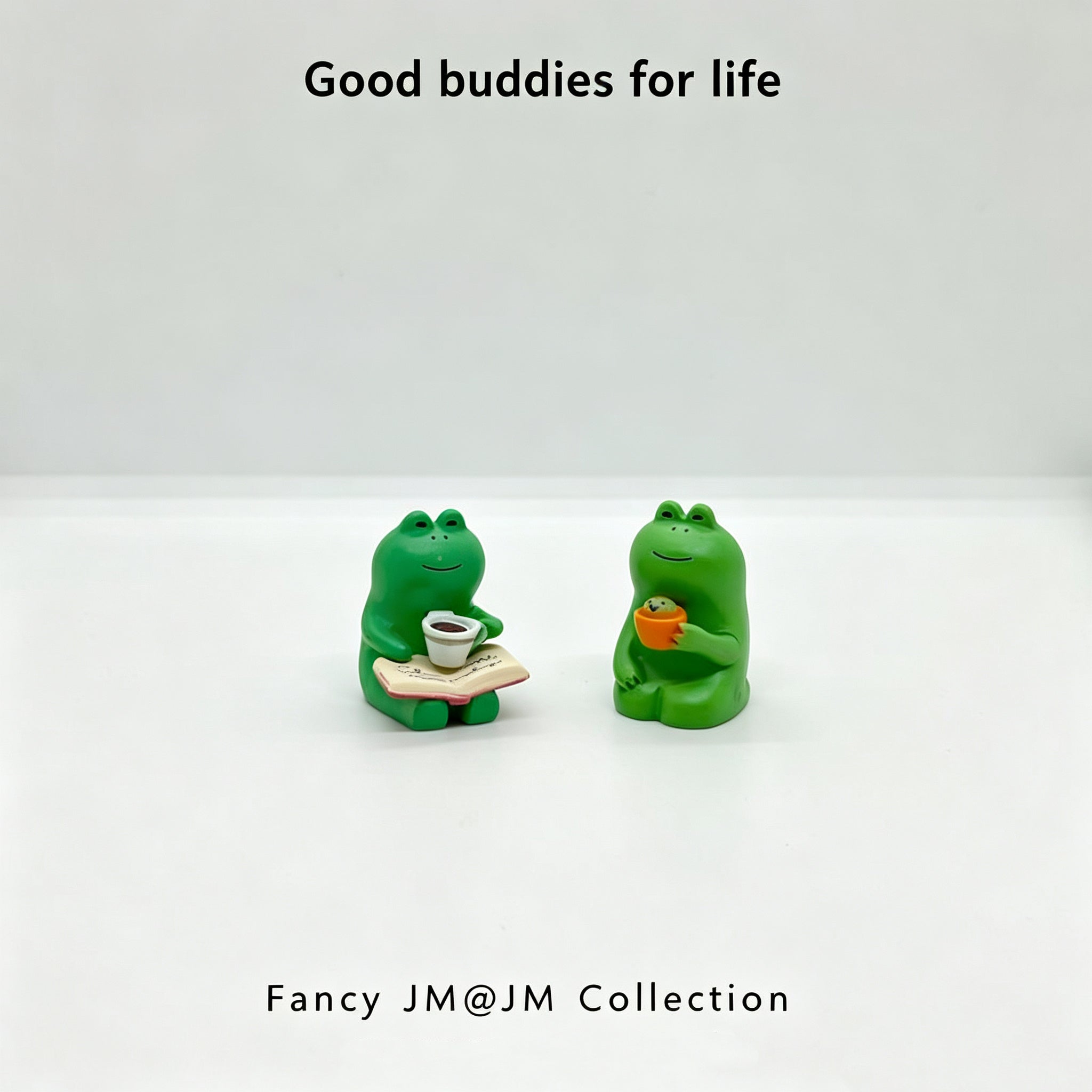 Cute Frog Reading Figurines