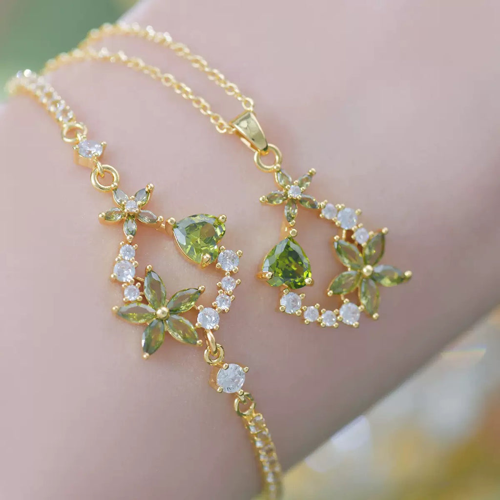 Luxe Flower Fresh Green Jewelry Set