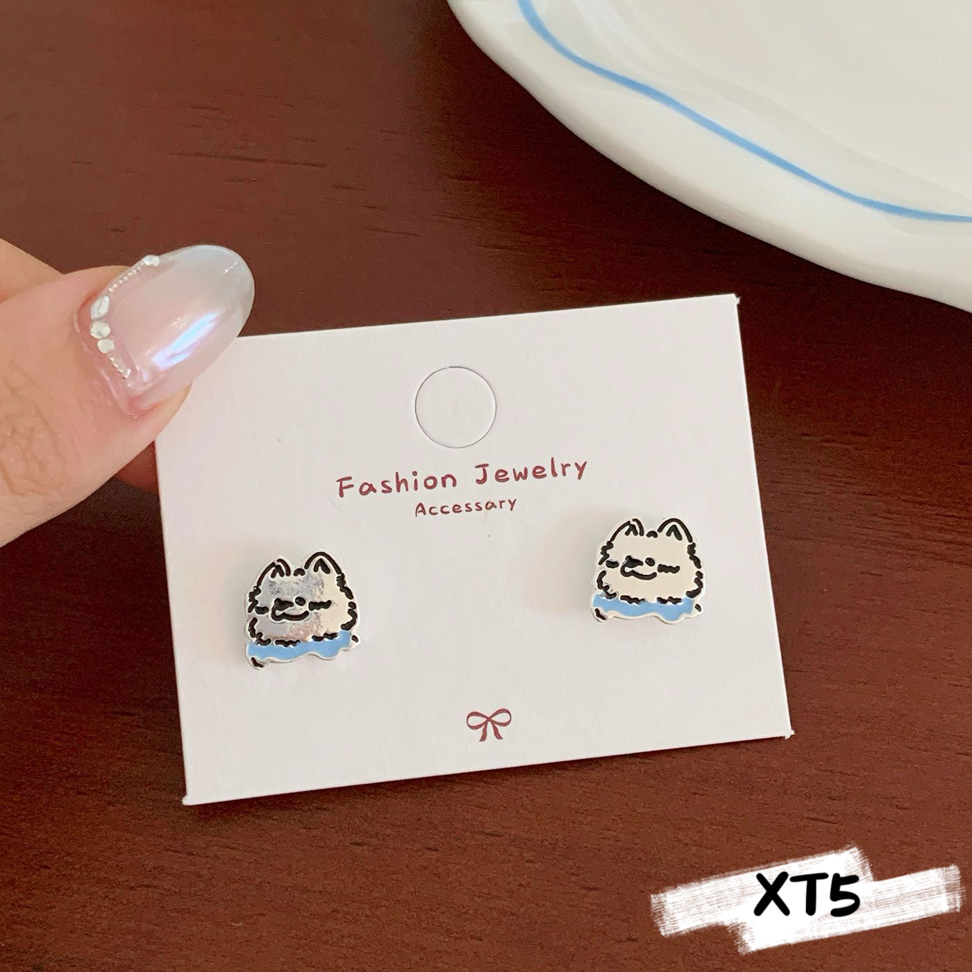 Silver Puppy Stud Earrings