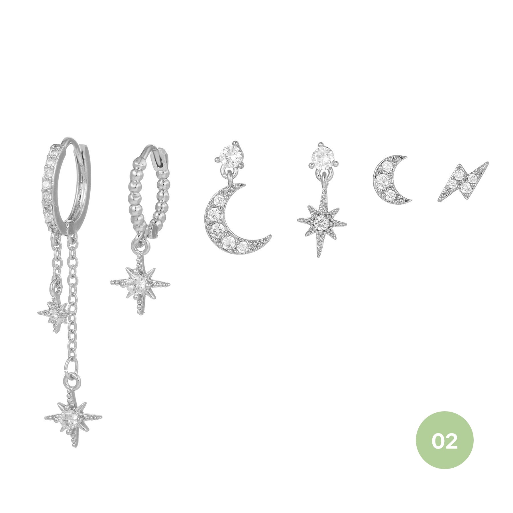 Moon and Star Hoop Earring Set