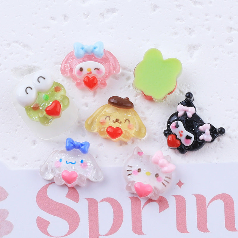 Sanrrio Holding Heart Resin Charms 10 pcs