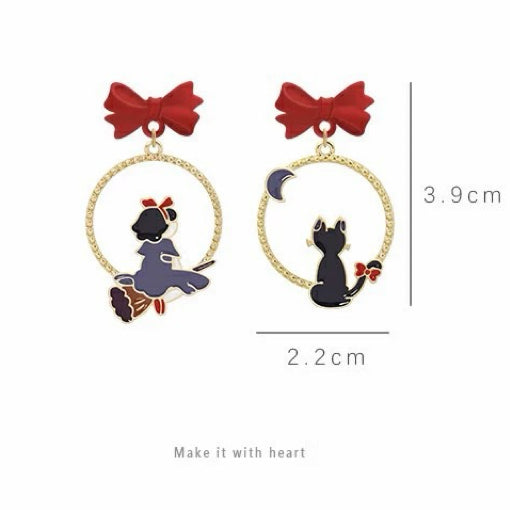The Witch and Black Cat Earrings
