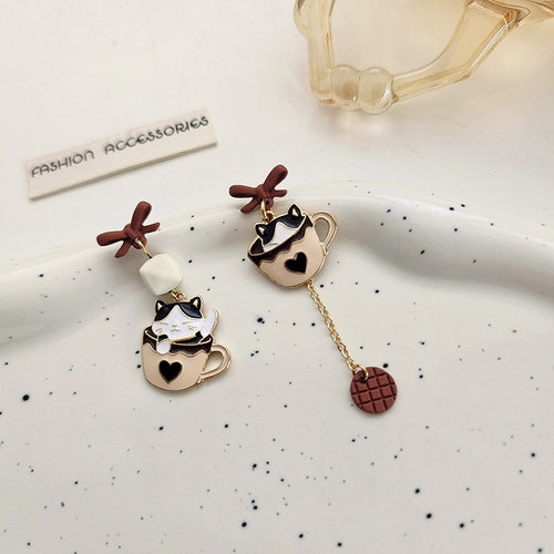 Cat and in the Cup Earrings