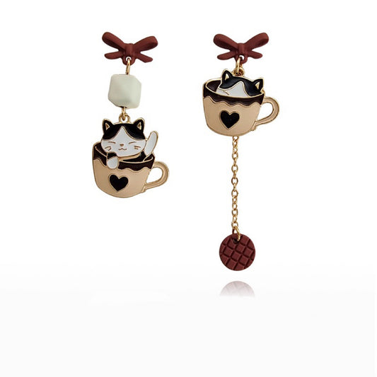 Cat and in the Cup Earrings