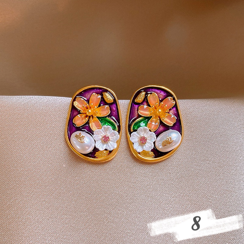 Vintage Oil Painting Style Earrings