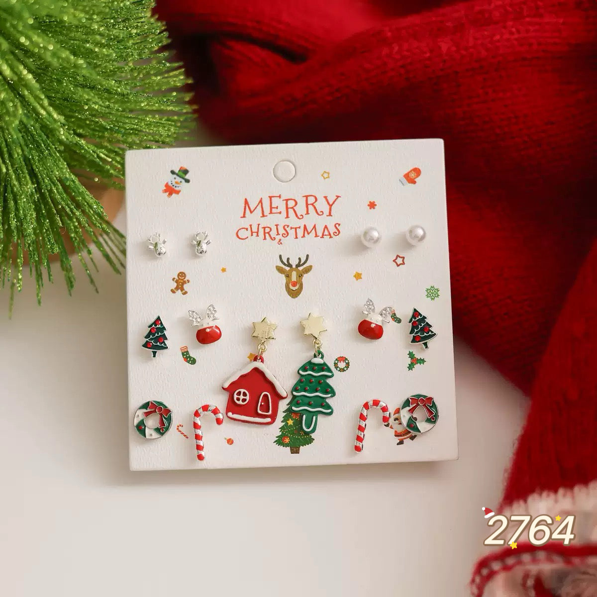 Christmas Earring Set - 8 pairs