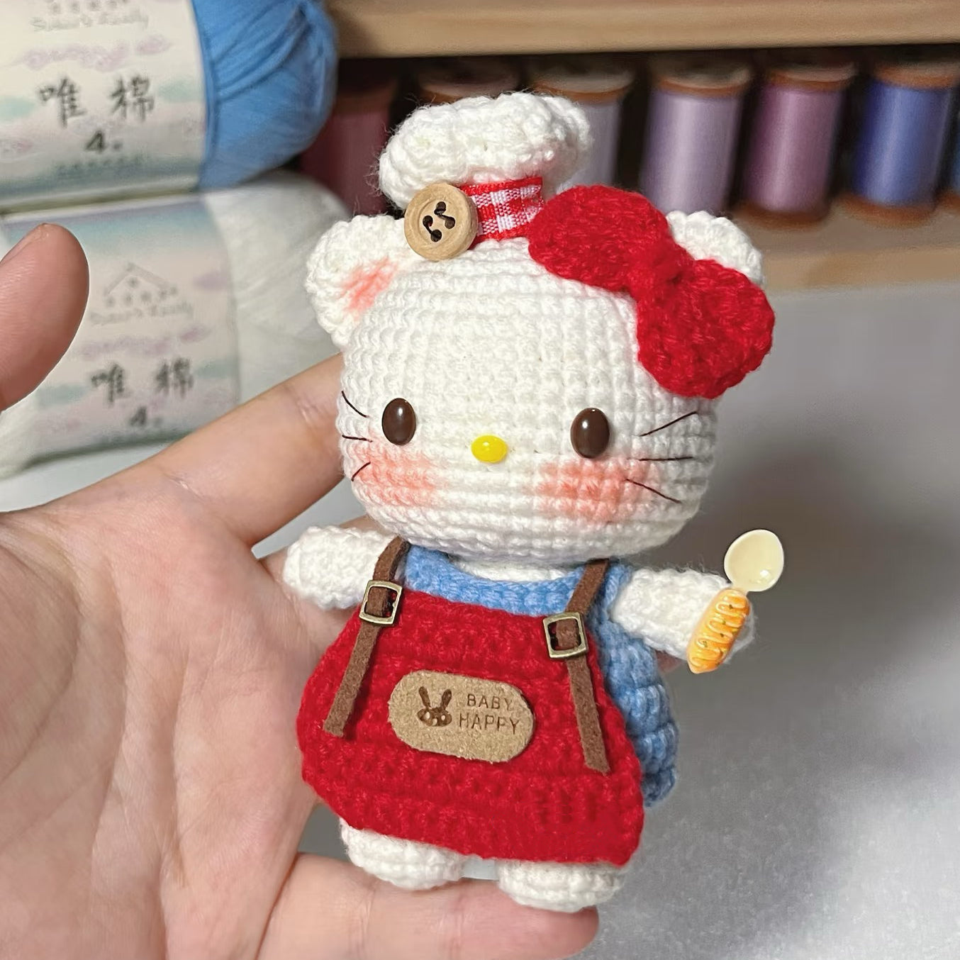 KT Cooker Kitty Handmade Crocheted Doll
