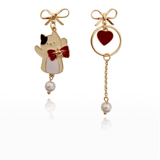 Cat and Heart Earrings