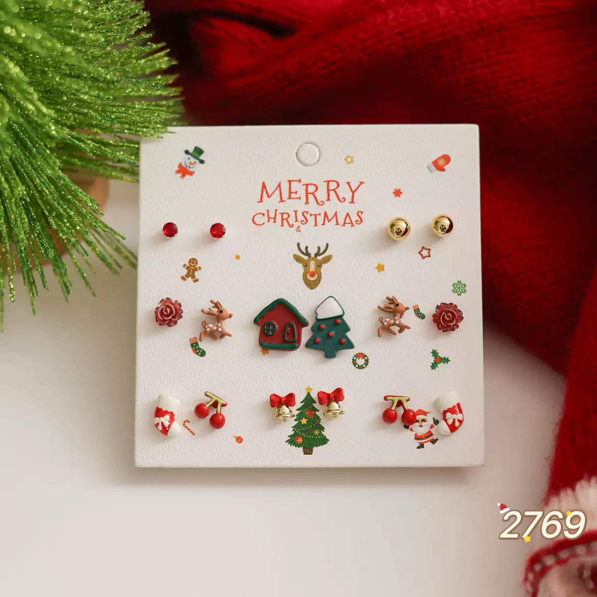 Christmas Earring Set - 8 pairs