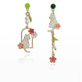 Cat in the Flower Wreath Earrings