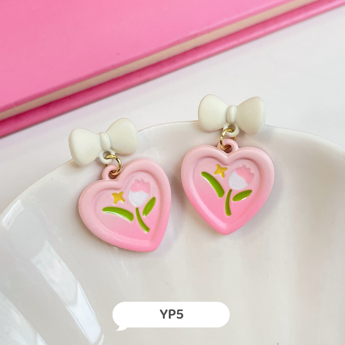 Pink Fresh Styles Flower Earrings