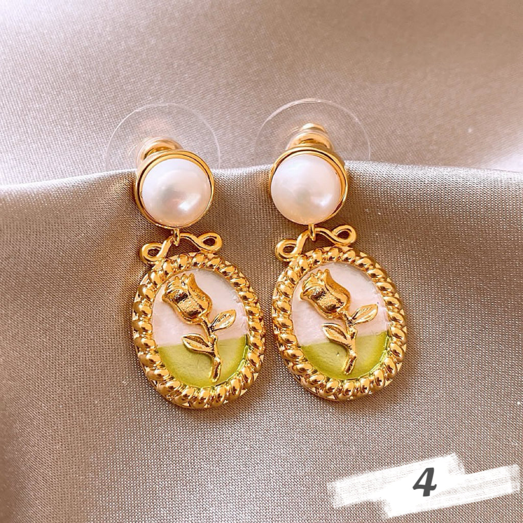 Vintage Oil Painting Style Earrings