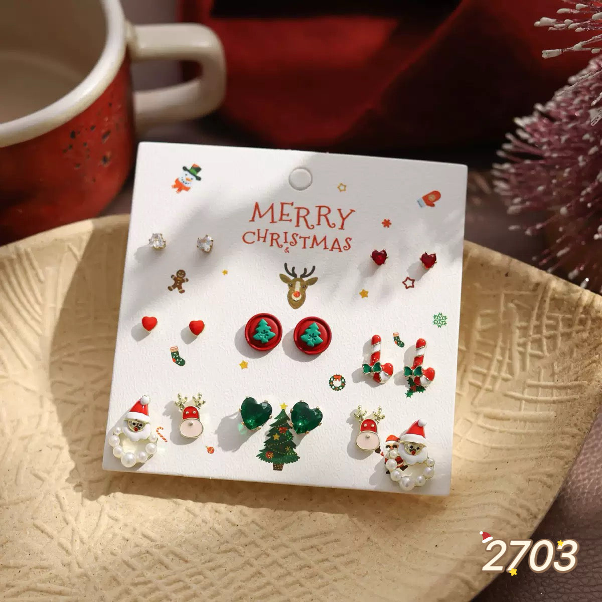 Christmas Earring Set - 8 pairs