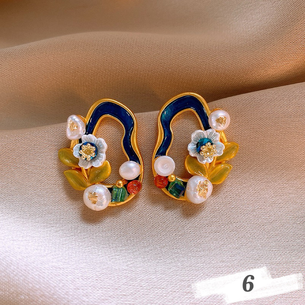 Vintage Oil Painting Style Earrings