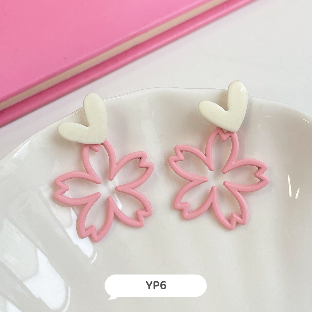 Pink Fresh Styles Flower Earrings