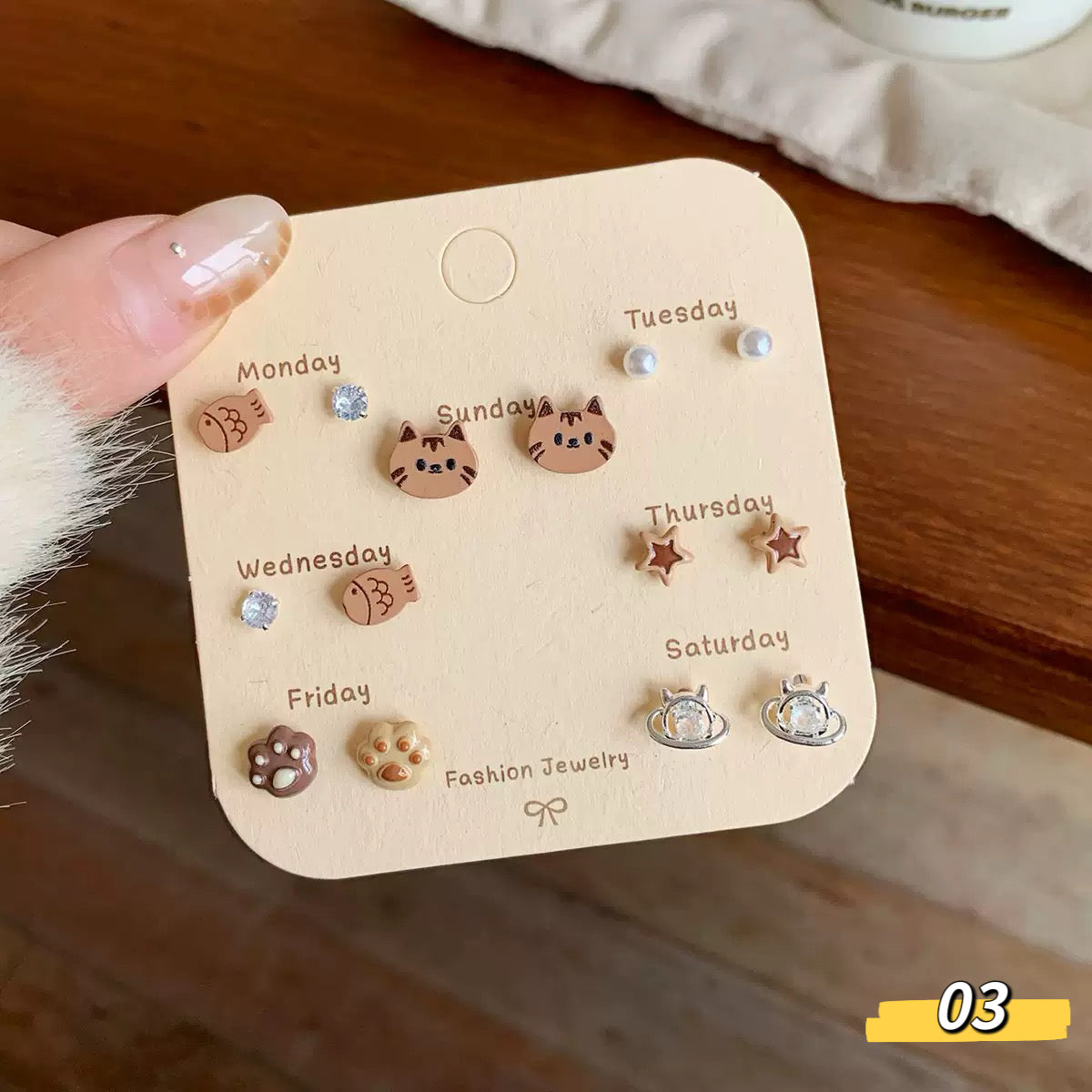 Autumn Brown Cute Series Earring Set