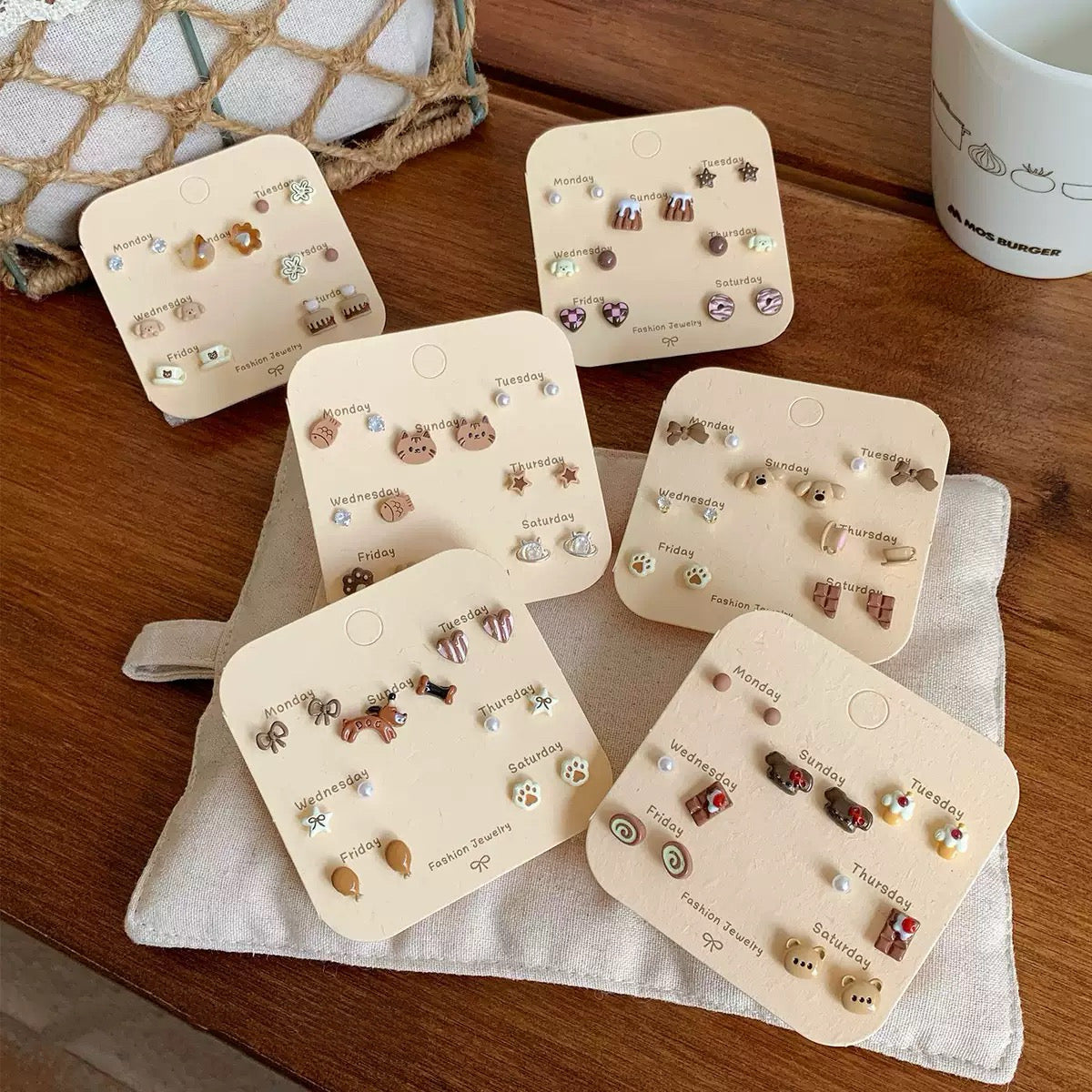 Autumn Brown Cute Series Earring Set