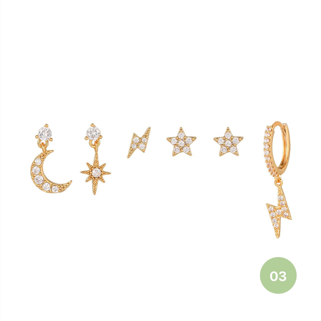 Moon and Star Hoop Earring Set